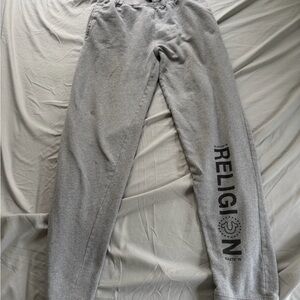 True Religion Gray Sweatpants with Black Logo